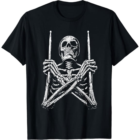 Velto Skeleton Drummer Costume Percussion Drum Player T-Shirt All Size S-5XL