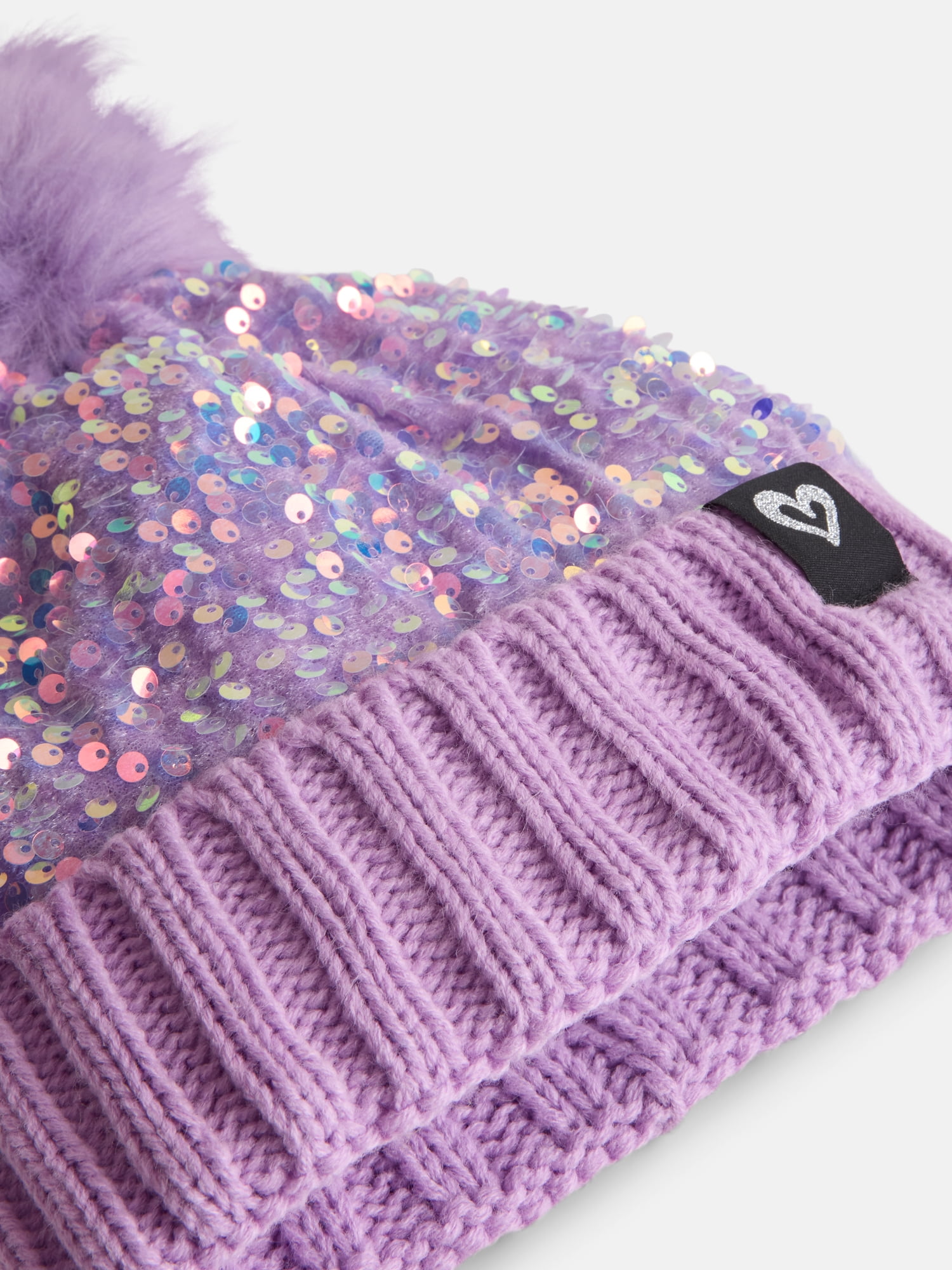 Justice Girls Velvet Sequin Hat and Glove Set, Purple
