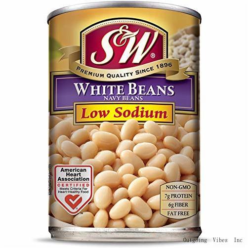 Canned Low Sodium Navy Beans (12 Pack), Vegan, NonGMO, Natural Gluten