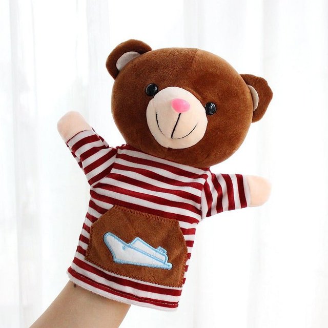 BRIGHTFUFU Bear Hand Puppet Plush Toy Parent Child Interactive Storytelling Props Lindo caricatura de animales de animales para actividades familiar