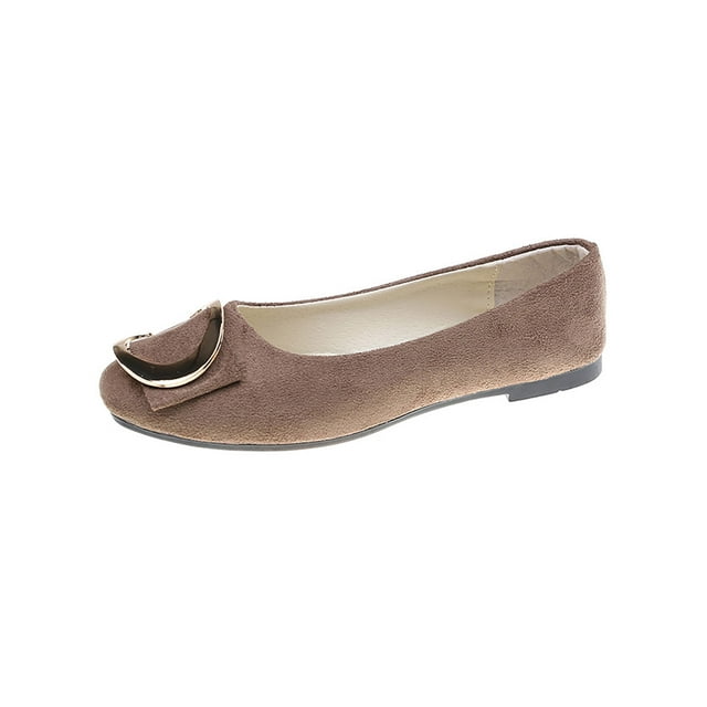 MAWCLOS Ballerines pour Femmes à Enfiler Chaussures Plates Confort Antidérapantes Chaussure Décontractée Bout Carré Escarpins de Soirée Café 7