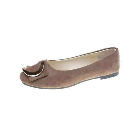 

Lacyhop Womens Flat Shoes Comfort Casual Shoe Slip On Flats Formal Lightweight Pumps Breathable Square Toe Coffee 8.5
