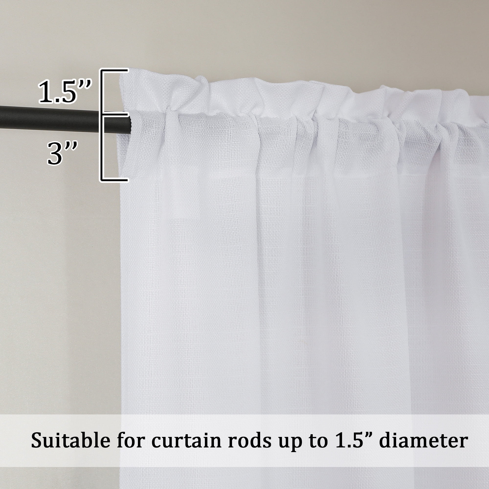 OVZME Bethany White Curtains 96 Inch Length 2 Panels Set, Faux Linen Extra Wide Textured Semi Light Filtering Soft Airy Farmhouse Curtain Drapes for Living Room Bedroom, 50Wx96L, White