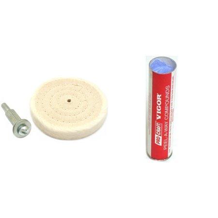 

3 Cotton Buffing Wheel & Mandrel & 5oz Peel-A-Way Polishing Compound for Hard Plastics