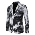 thumbnail image 2 of UVEASISHA Tie Dye Blazer Men Fashion One Button Dinner Party Jackets Wedding Stylish Tuxedo Casual Slim Fit Prom Suit Jacket Black M, 2 of 5