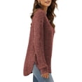 thumbnail image 4 of SHIBEVER Fall Tops for Women Long Sleeve Sweaters Crew Neck Side Spilt Shirts Winter Lightweight Sweaters for Women Sweatshirts Dressy Casual Pullover, 4 of 8