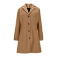 thumbnail image 3 of Women Wool-Blend Pea Coat Mid-length Notched Lapel Single Breasted Trendy Trench Coat Casual Warm Fall Winter Outerwear,XL,Coffee, 3 of 9
