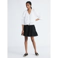 thumbnail image 2 of Free Assembly Women's Cotton Eyelet Ruffle Neck Blouse with Long Sleeves, Sizes XS-XXL, 2 of 4