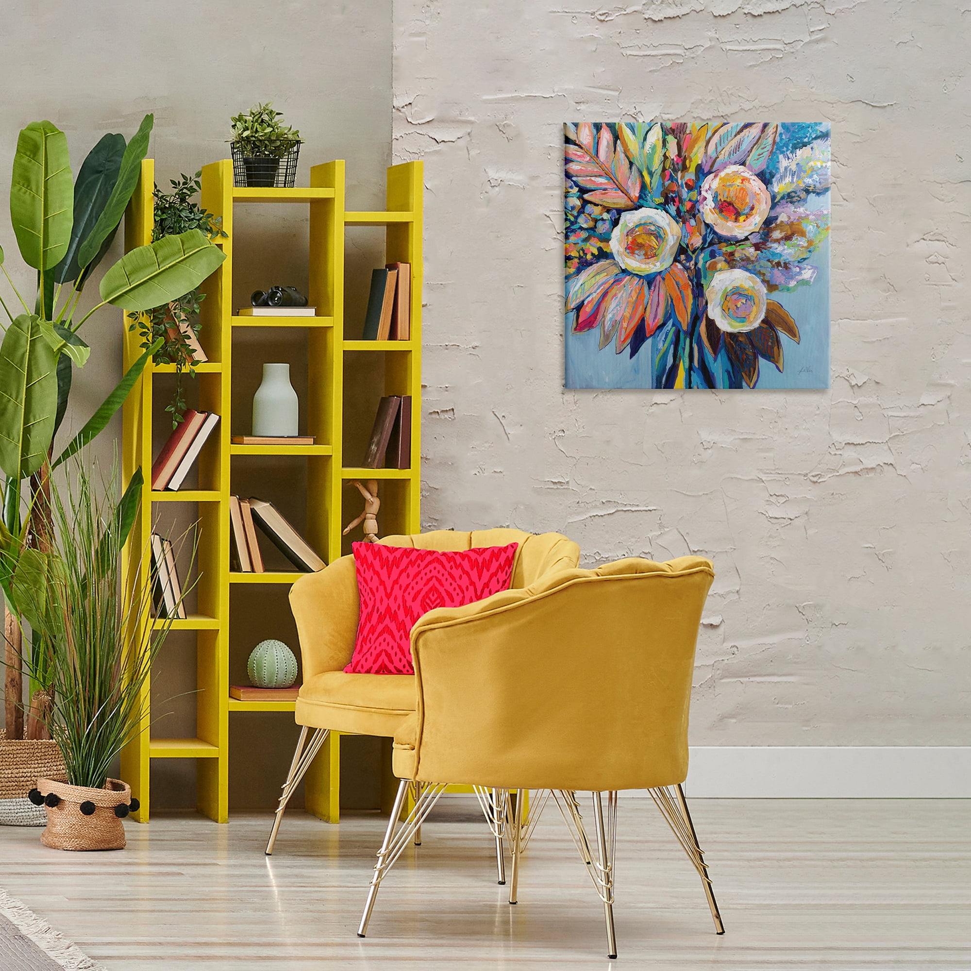 Stupell Industries Wonderment Bold Bouquet Botanical & Floral Painting Gallery Wrapped Canvas Art Print Wall Art, 24 x 24