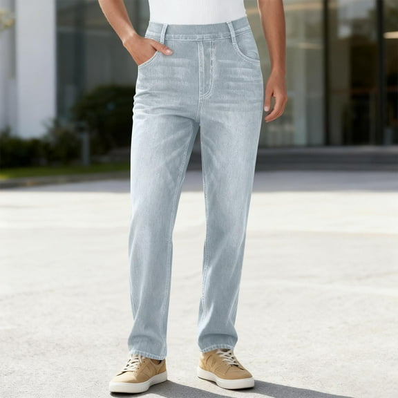 Womens Classic Straight Fit Denim Jeans Gray S