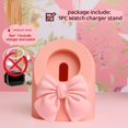 thumbnail image 2 of Charger Dock for Apple Watch Ultra/10/9/8/7/6/5/4/3/2/1/SE2/SE, iWatch Cute 3D Bow Tie Silicone Charging Desk Stand Holder, Pink Bow, 2 of 18