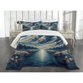 thumbnail image 3 of Ambesonne Abstract Mountains Quilted Bedspread Set 3 Pcs, Dreamy Night, King Size, Night Blue and Coconut, 3 of 5