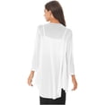 thumbnail image 4 of YONGHS Women Half Sleeve Chiffon Long Cardigan Bolero Open Front Casual Shrug Jackets White 3XL, 4 of 5