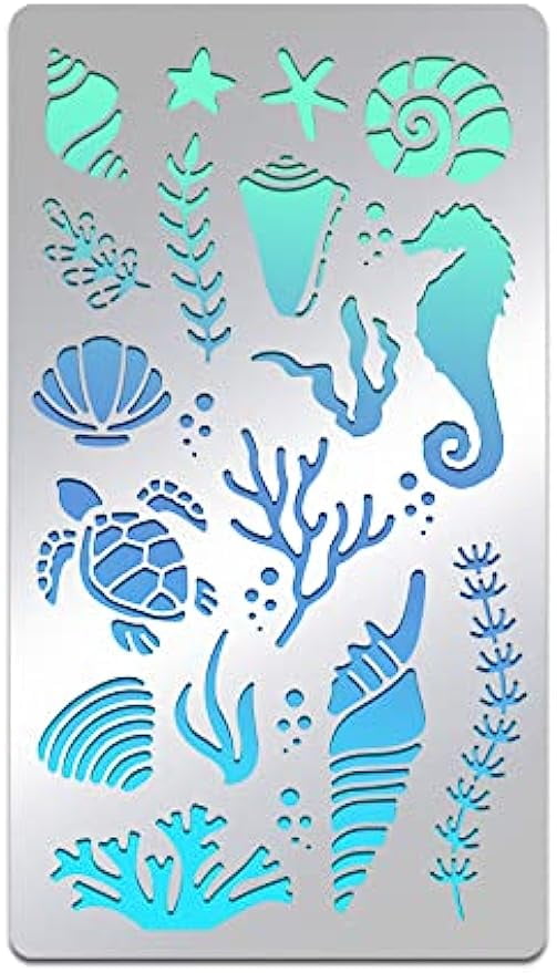 1pc Sea Animal Stencils Ocean Creatures Painting Template Turtle Coral
