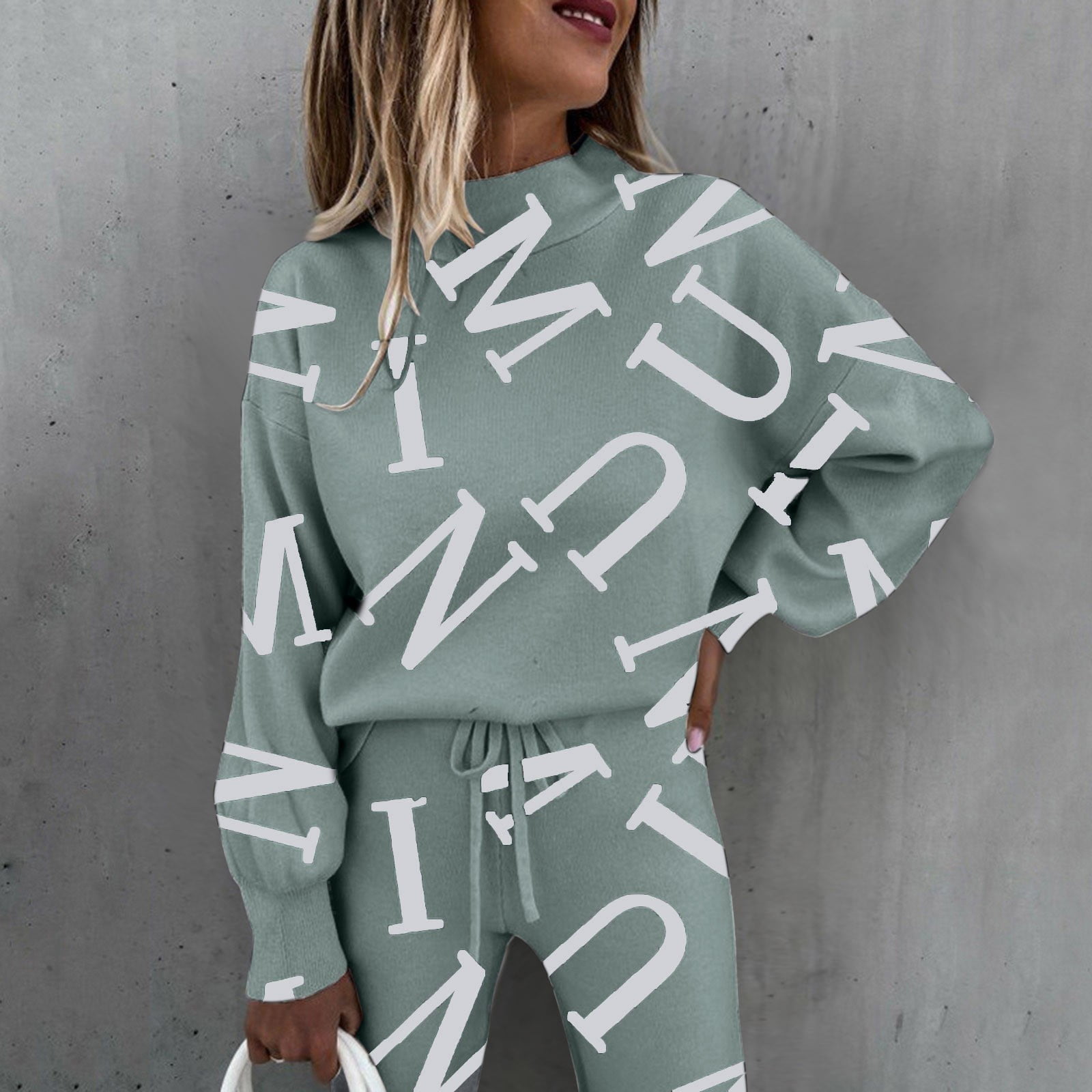 Women's Fashion Women's Long Sleeve Printed Pullover Tops And Drawstring  Joggers 2 Piece Suit winter clothes for women 