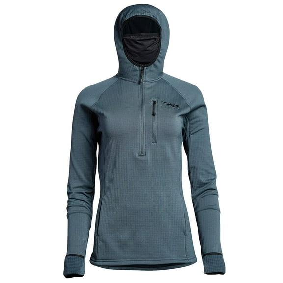 Sitka Gear Women's Fanatic Hoody, Storm, Large, Micro-Grid Fleece, Built-In Face Mask, Kangaroo Pocket, Polyester/Spandex (70021-SM-L)