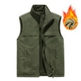 thumbnail image 2 of HOOMEUMY Mens Cargo Vest Workout Sleeveless Clothes Fashion Trendy Classic Solid Coat Stand Collar Jacket Padded Design Casual Army Green XL, 2 of 4