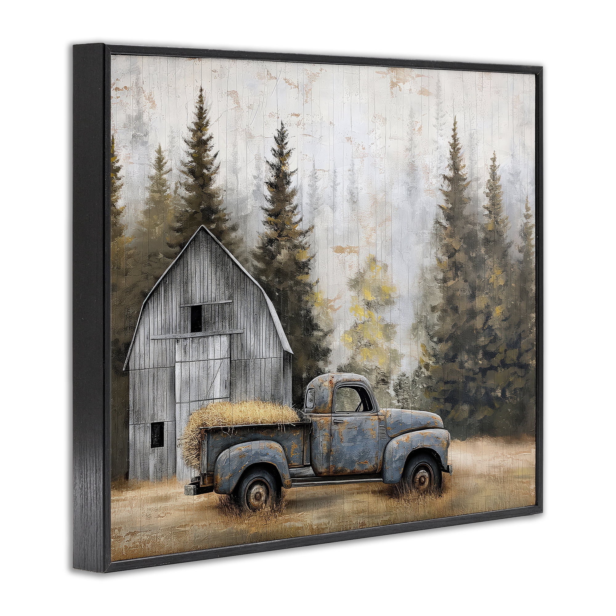 Stupell Industries Autumn Barn & Pine Forest Black Framed Giclee Art, design by Imagine It Images