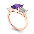 thumbnail image 2 of 2.5 ct Princess Cut Natural Amethyst Three-Stone Engagement Ring for Women in 18K Rose Gold, 2 of 5