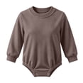 thumbnail image 2 of Kezqiaxn Newborn Onesies Crew Neck Long Sleeve Bodysuit Solid Color Cotton Rompers Fall Winter Baby Clothes 0-24Months, 2 of 7