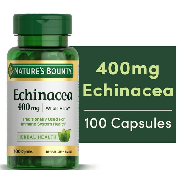 Nature's Bounty Echinacea Whole Herb Capsules, 400 Mg, 100 Ct