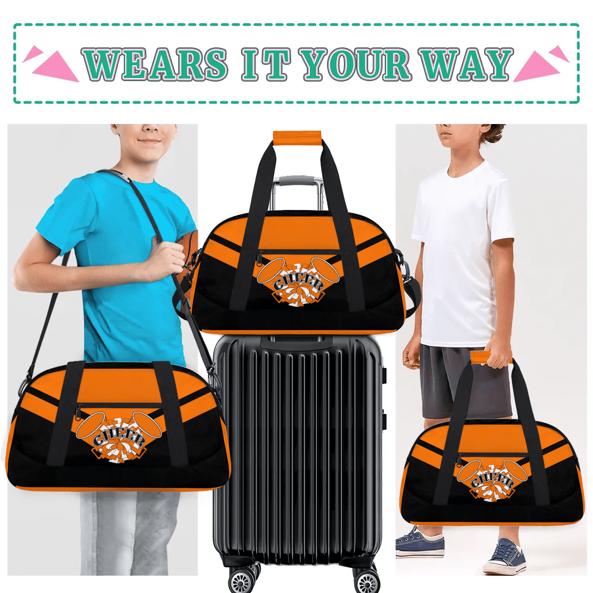 Qzjjjmy Cheer Dancing Bags for Girls Cheerleading Bag Weekender Bag