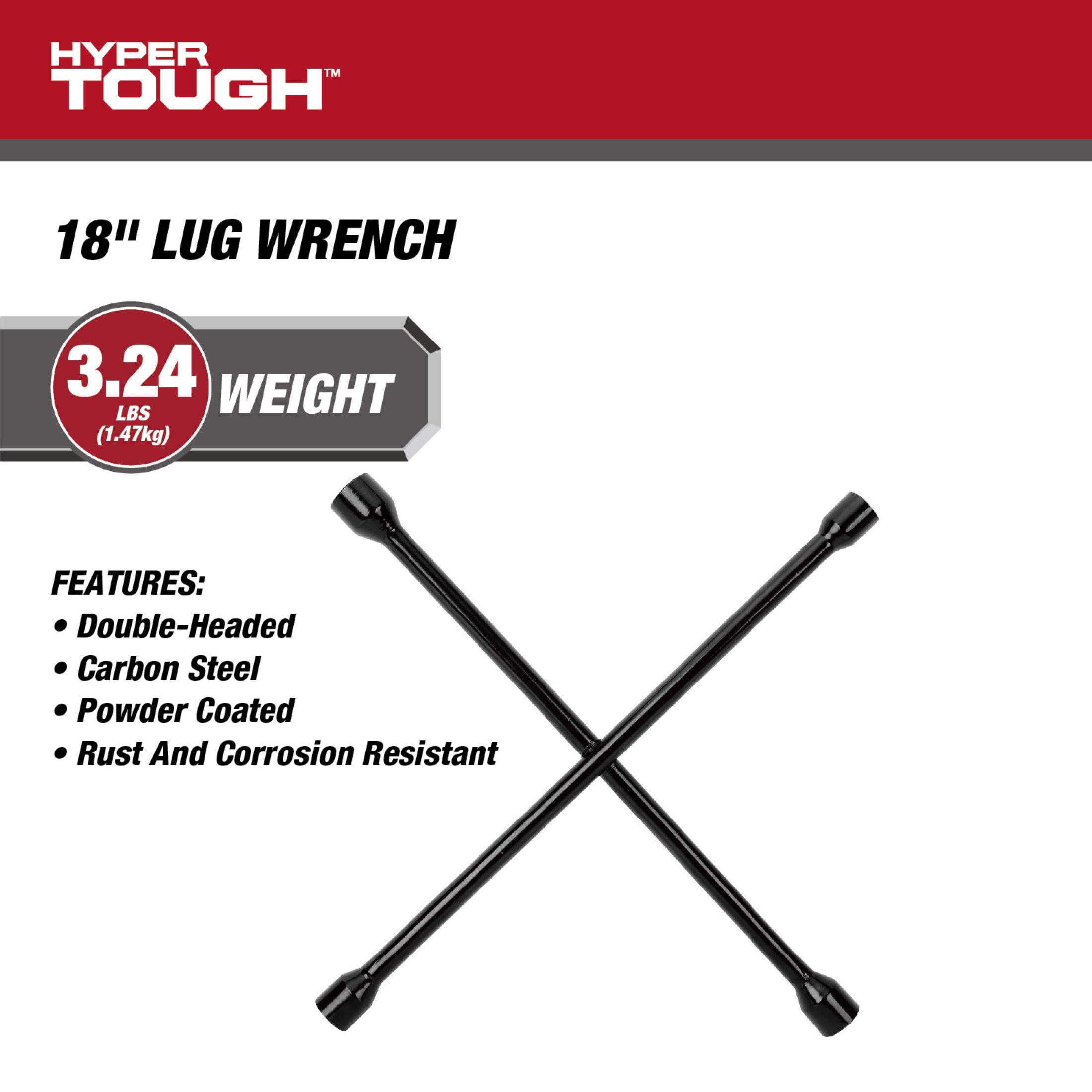 Hyper Tough 18-inch 4-Way Carbon Steel Lug Wrench, Black