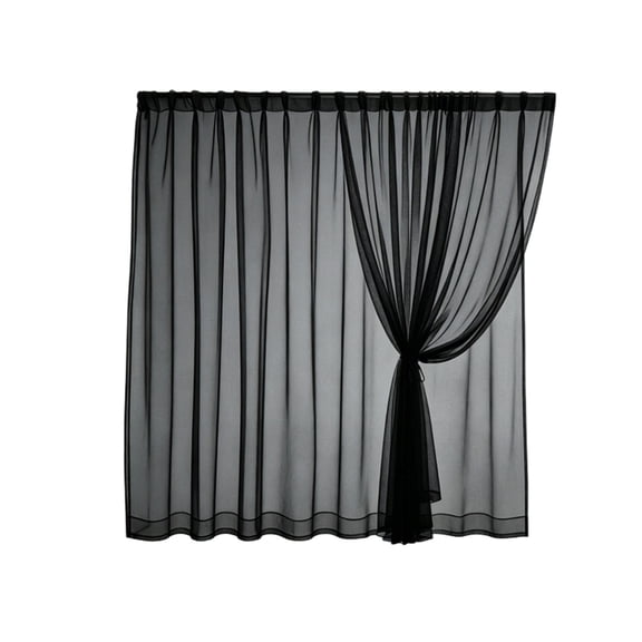 Extra Wide Outdoor Curtains Waterproof Black Voile Mesh Screen Lightweight Privacy Bug Netting for Patio Porch Balcony Pergola Terrace (1 Pannel, 114x232'') - Black