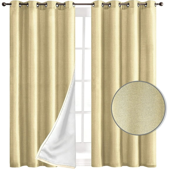 Thermal Insulated Darkening Curtains, Grommet Top Draperies for Bedroom, Office and Living Room, (Set of 2) 54" x 84", Camel