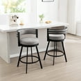 thumbnail image 3 of Zesthouse 26.6″ Swivel Bar Stools Set of 2, Linen Upholstered Counter Stools with Barrel Back and Metal Legs, Modern Counter Height Barstools for Kitchen Island, Gray, 3 of 10