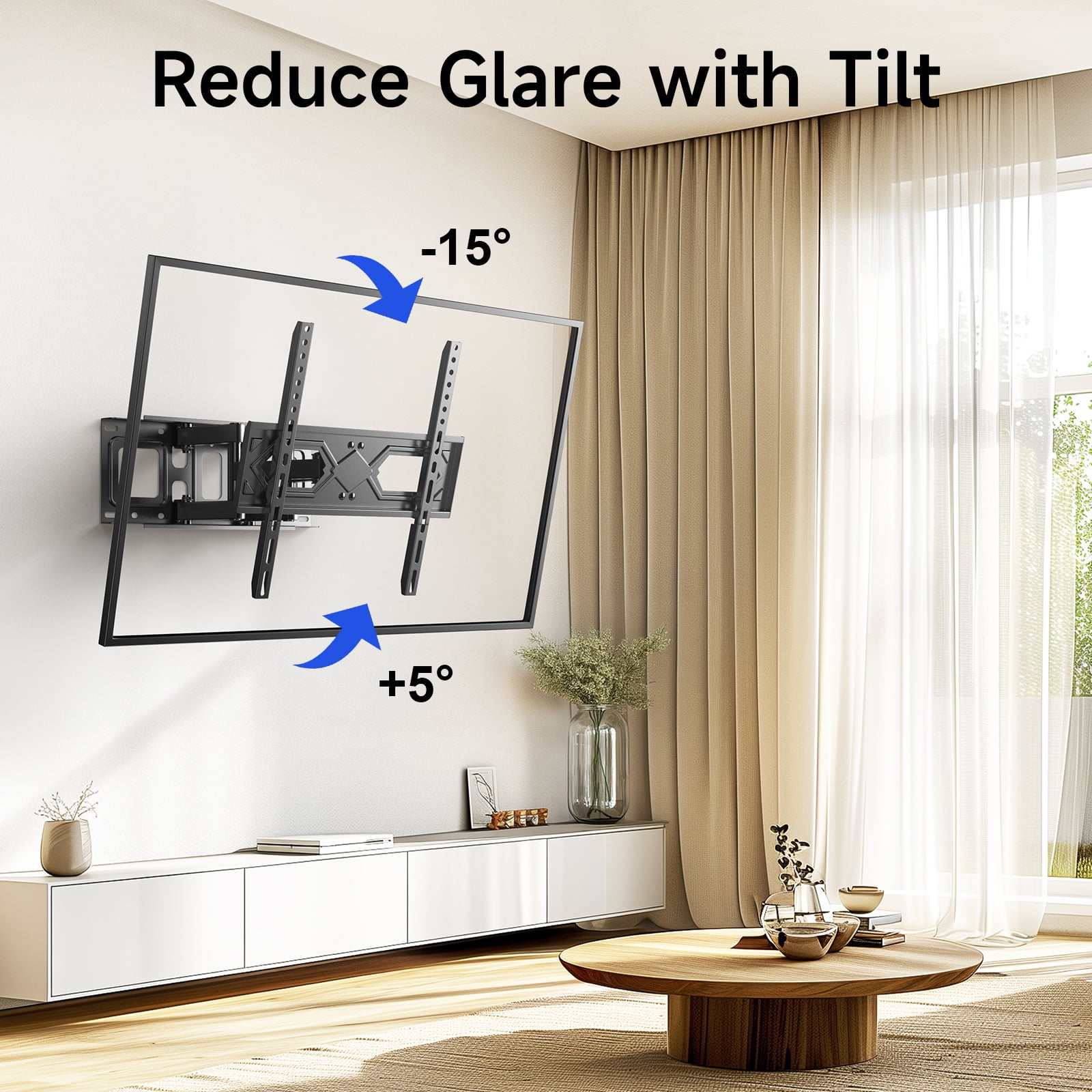 MountFTV Full Motion Articulating TV Wall Mount Swivel Tilting for 26-70inch, Holds up to 99lbs, Max 400x400mm