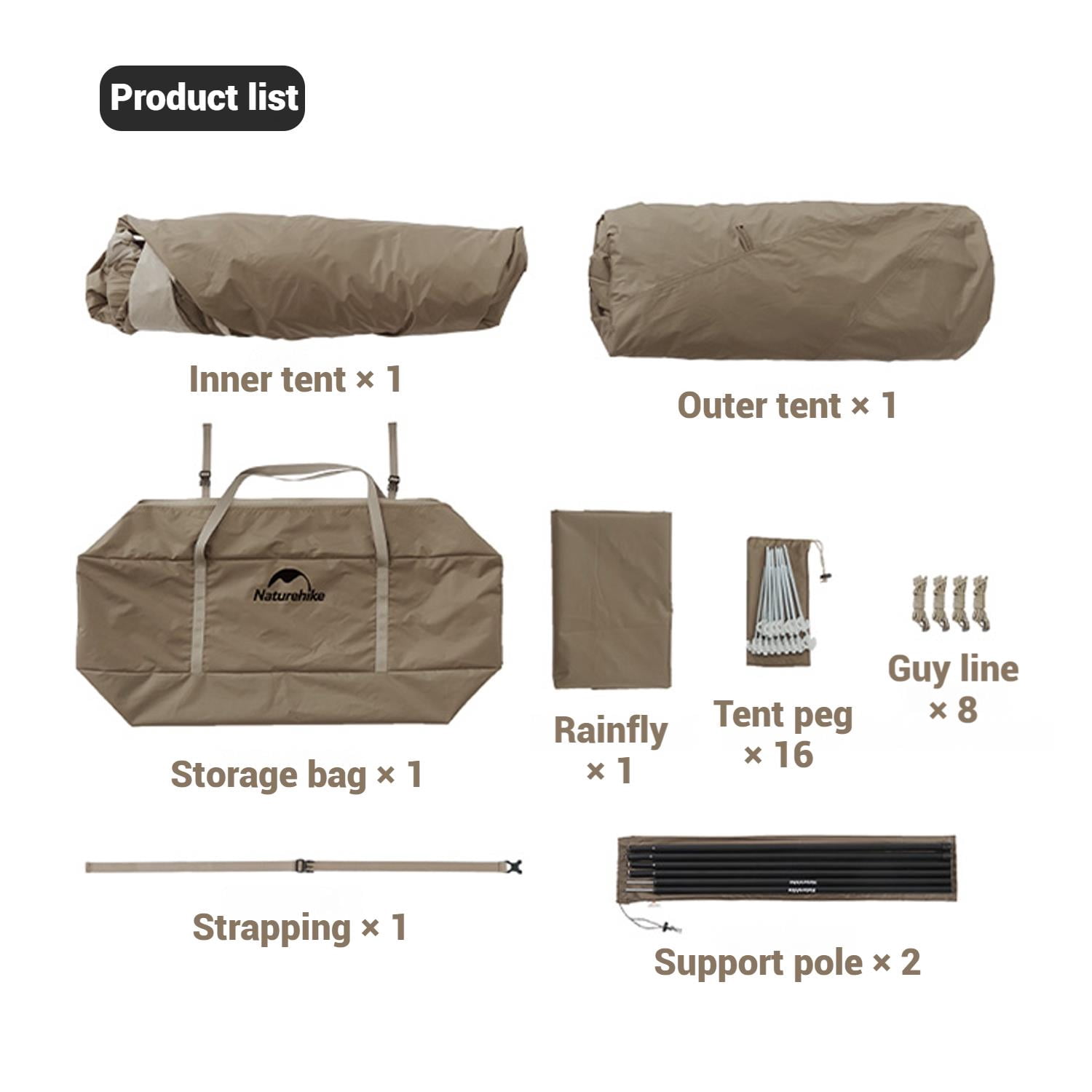 Naturehike, Family Camping Tent, Instant Setup Cabin Tent for 4 People with Rain fly, Quick-opening Family Tent with 1 Room, Outdoor Waterproof & Sun Protection Tent