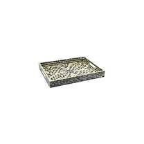 Rectangular Capiz Tray with Handles - 15x12 Black Floral Accent Tray