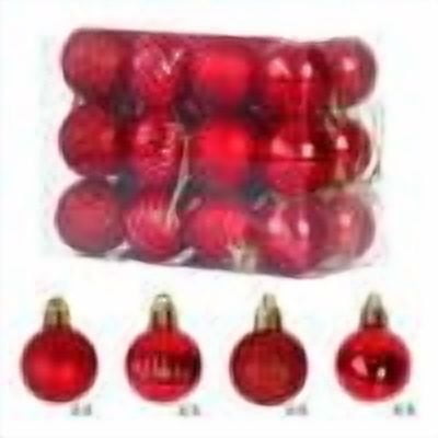 24 pcs Shatterproof Christmas Ball Ornaments in 4 Classic Finishes for Christmas Tree Decoration (Red, 1.2 inch)
