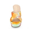 thumbnail image 6 of BLISSFUL STEP Women's Tie Dyed Strap Platform Slide Wedge Heels Sandals Orange 8, 6 of 8