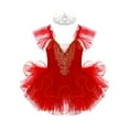 thumbnail image 3 of TiaoBug Kids Girl Ruffle Flying Sleeve Ballet Tutu Dress Ballerina Costume Dancewear, 3 of 7