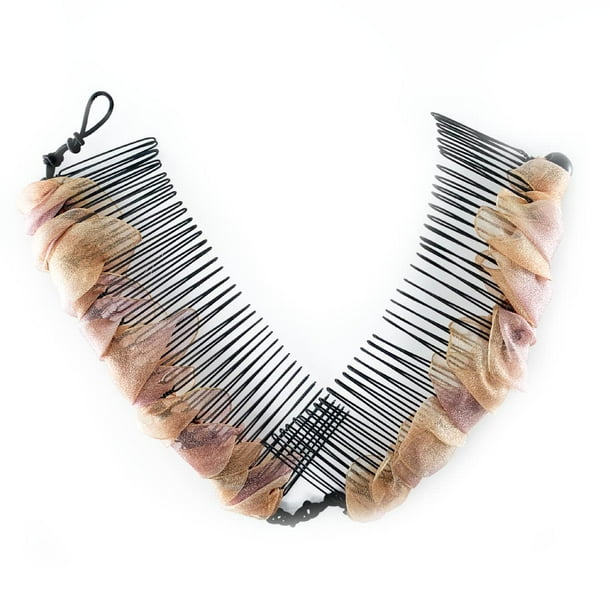 HairZing Banana Clip Ajustable para Cabello Grueso y Rizado Champán Grande - Peine de Plástico o Resina para Peinados Protectores Frohawk Ponytail Updos Personas con Cabello Rizado