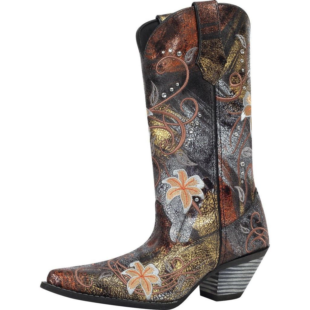 Durango Crush Flowered Metallic Cowgirl Western Boots RD3030 Women's 6.5 M 