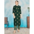 thumbnail image 2 of Elina Fashion Female Kurti for Women's With Pant | Green Foil Print, 2 of 6