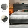 thumbnail image 5 of EnHomee Queen Size Bed Frame with Headboard Upholstered Bed Frame Queen with Storage Queen Size Bed Frame with Charge Station Gray, No Box Spring Needed, Noise Free, 5 of 9