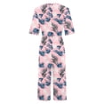 thumbnail image 4 of Mifsaly Floral Print Jumpsuits for Women V-Neck Short Sleeve Wide Leg Jumpsuit Casual Summer Vacation Tropical Resort Clothes with Pockets XXL, 4 of 5