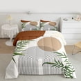 thumbnail image 2 of Homewish Geometric Stripes Circle 3 Pieces Queen Comforter Set for Female Men Teens,Vintage Aesthetic Ultra Soft Bedding Sets,Botanical Plants Leaves Bedding Comforter Set,Breathable Home Decor, 2 of 8