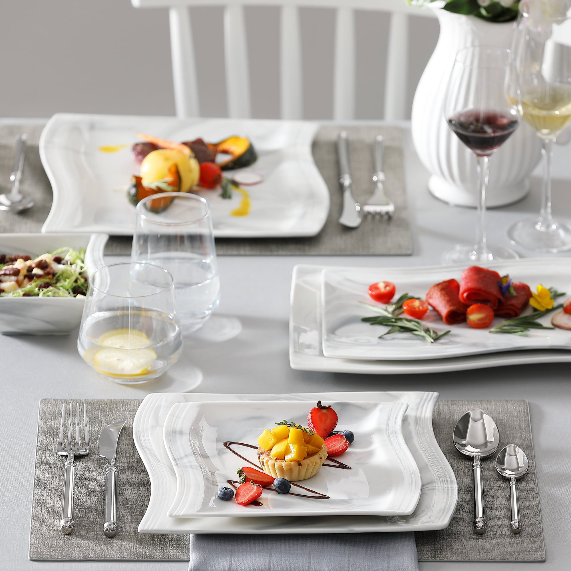 Malacasa Flora White Porcelain Fall Dinnerware Sets Clearance With