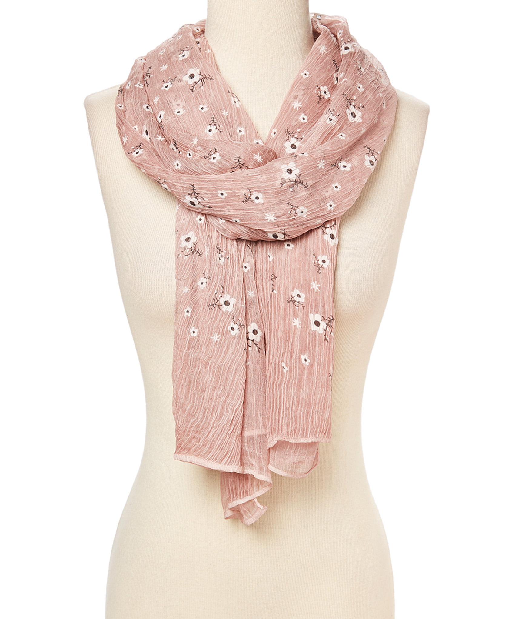 gift for her,Spring,Summer,Fall Accessories Brown pink flower retro pattern vintage fabric neck and head wrap shawl