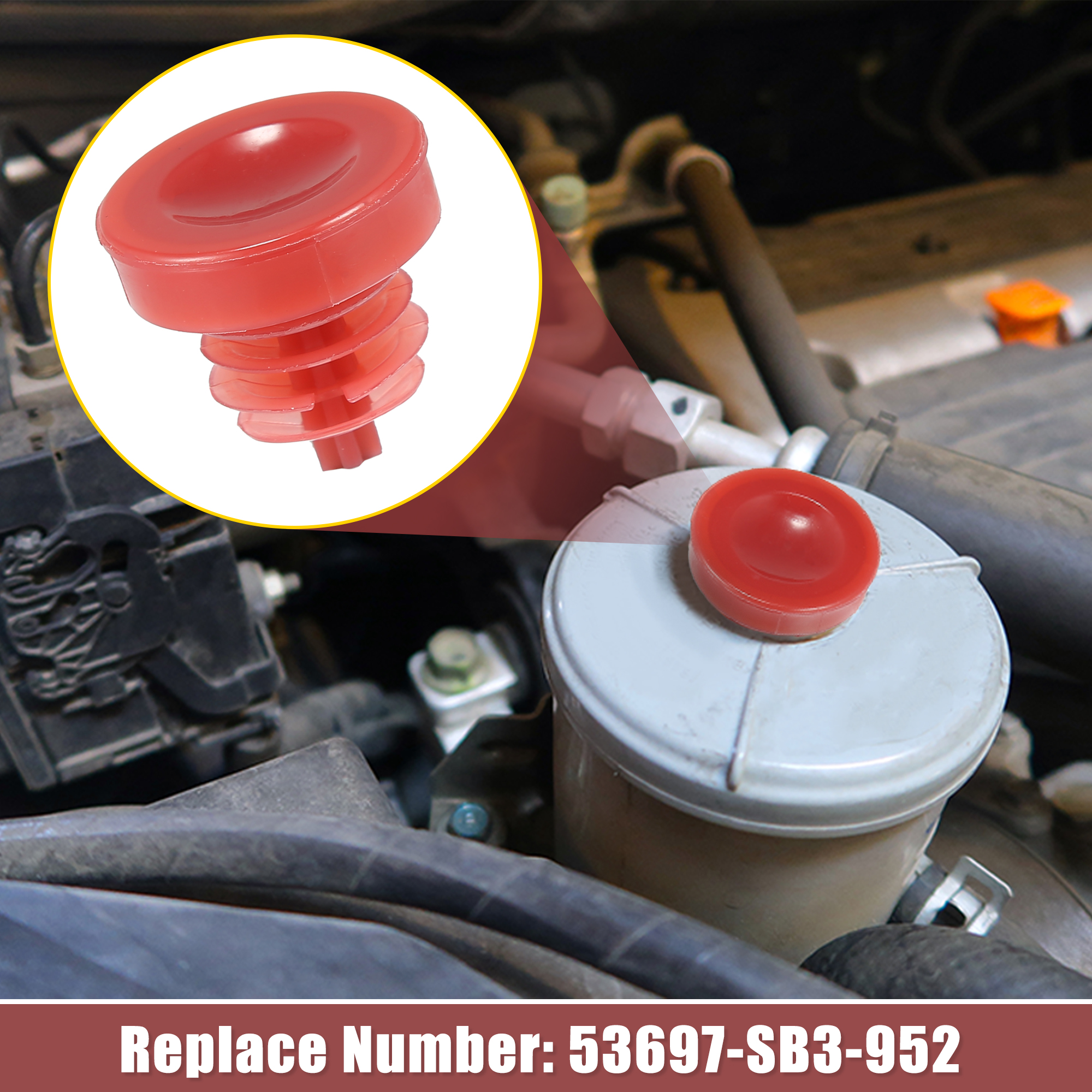 Red Power Steering Pump Reservoir Cover - Fits Acura Honda Models 53697-SB3-952