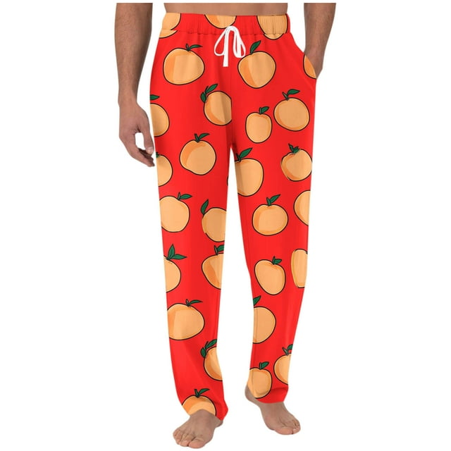 Pisexur Sweatpants for Men High-end Fabric Work Pants for Men,Men Printing Elastic Waist Draw Rope Pocket Full Length Pants Red,M