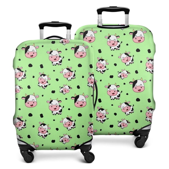 Green Cow Spot Pattern Luggage Cover Fashion Suitcase Cover Baggage Covers Fit 25-28 Inch Luggage (Go Travel)