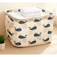 thumbnail image 3 of Cotton Linen Storage Basket - Foldable Fabric Organizer Bin for Bathroom & Bedroom | Boho Chic Decorative Box with Handles (Hedgehog Pattern) | Small Space Solution, 3 of 5