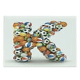 thumbnail image 1 of Letter K Cutting Board, Alphabet Letter with Gaming Balls of Popular Sports Fun Initial Monogram Design, Decorative Tempered Glass Cutting and Serving Board, Large Size, Multicolor, by Ambesonne, 1 of 1
