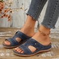 thumbnail image 7 of Caywon Dressy Flat Sandals for Women Comfortable Walking Arch Support Slip on Summer Casual Beach Wide Width Rhinestone Womens flats Slide Sandal Shoes, 7 of 7